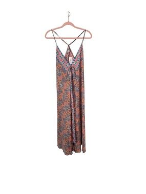 NWT White Waves Paisley Boho Maxi Dress - Travel Ready! Sz. S/M